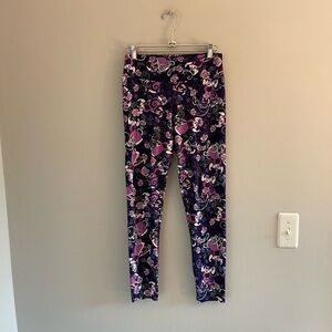 Disney Lularoe Purple Leggings Yoga Workout Pants OS One Sz Lula Roe